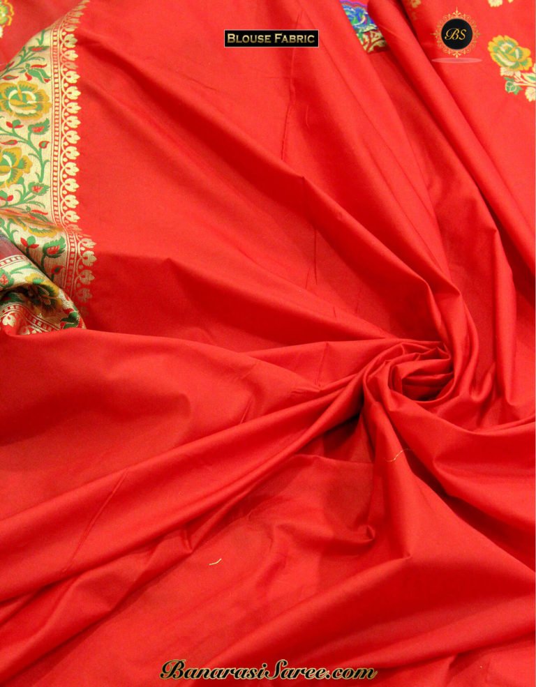 Banarasi Handloom Semi Silk Red Color Tilfi Meena Saree - Image 4