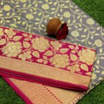 Banarasi Handloom Semi Silk Zari Jaal Contrast Border Saree