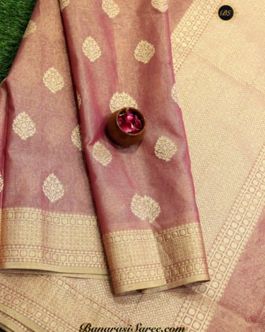 Banarasi Handloom Kora Silk Tissue Maroon Color Saree