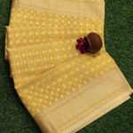 Banarasi Handloom Kora Silk Yellow Color Zari Booty Saree
