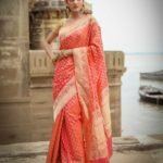 Pure Banarasi Handloom Katan Silk Kadhua Golden Zari Booty Saree