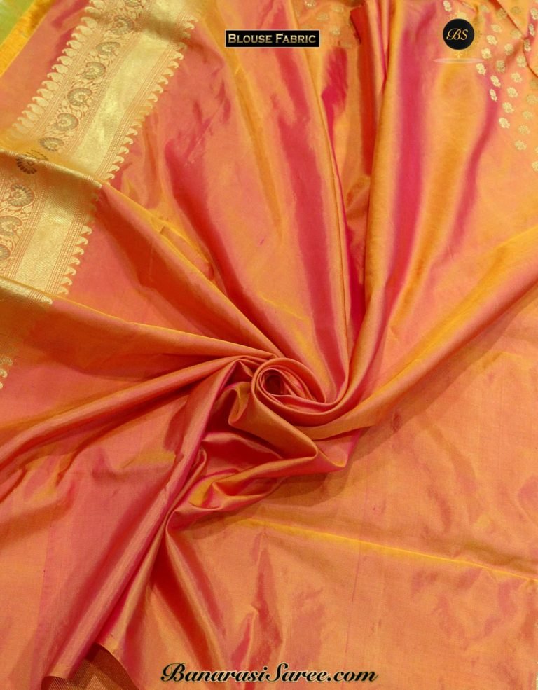 Pure Banarasi Handloom Katan Silk Kadhua Golden Zari Booty Saree - Image 5