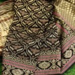 Banarasi Handloom Cotton Silk Patola Work Black Color Saree