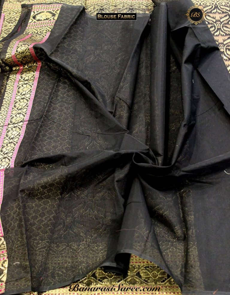 Banarasi Handloom Cotton Silk Patola Work Black Color Saree - Image 4