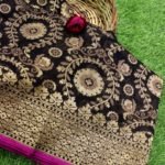 Banarasi Handloom Kora Silk Black Color Golden Zari Patola Saree