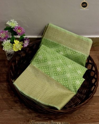 Banarasi Handloom Green Color Kora Silk Saree