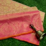 Banarasi Handloom Kora Silk Peach Color Saree