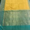 Banarasi Handloom Kora Silk Yellow-Pine Green Color Saree - Image 3
