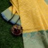 Banarasi Handloom Kora Silk Yellow-Pine Green Color Saree