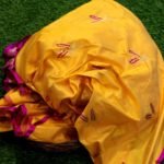 Pure Banarasi Handloom Katan Silk Yellow Color Antique Zari Saree