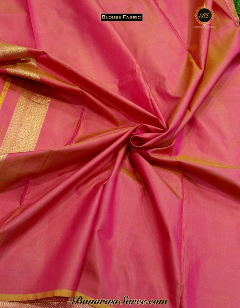 Pure Banarasi Handloom Katan Silk Peach Color Meenakari Work Saree - Image 4