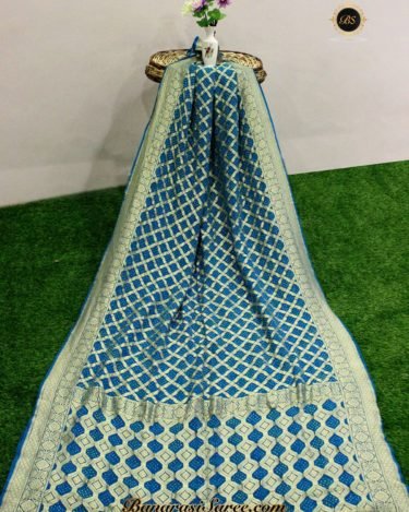 Pure Banarasi Handloom Sky Blue Color Bandhani Saree