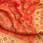 Pure Banarasi Handloom Khaddi Chiffon Orange Color Saree