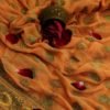 Pure Banarasi Handloom Khaddi Chiffon Orange Color Antique Zari Saree
