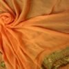Pure Banarasi Handloom Khaddi Chiffon Orange Color Antique Zari Saree - Image 4