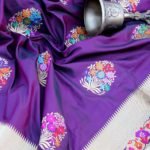 Pure Banarasi Handloom Katan Silk Magenta Meena Boota Saree