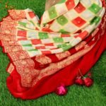 Pure Banarasi Handloom Khaddi Chiffon Multicolor Checkered Saree