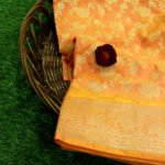 Pure Banarasi Handloom Katan Silk Peach Color Zari Jaal Saree