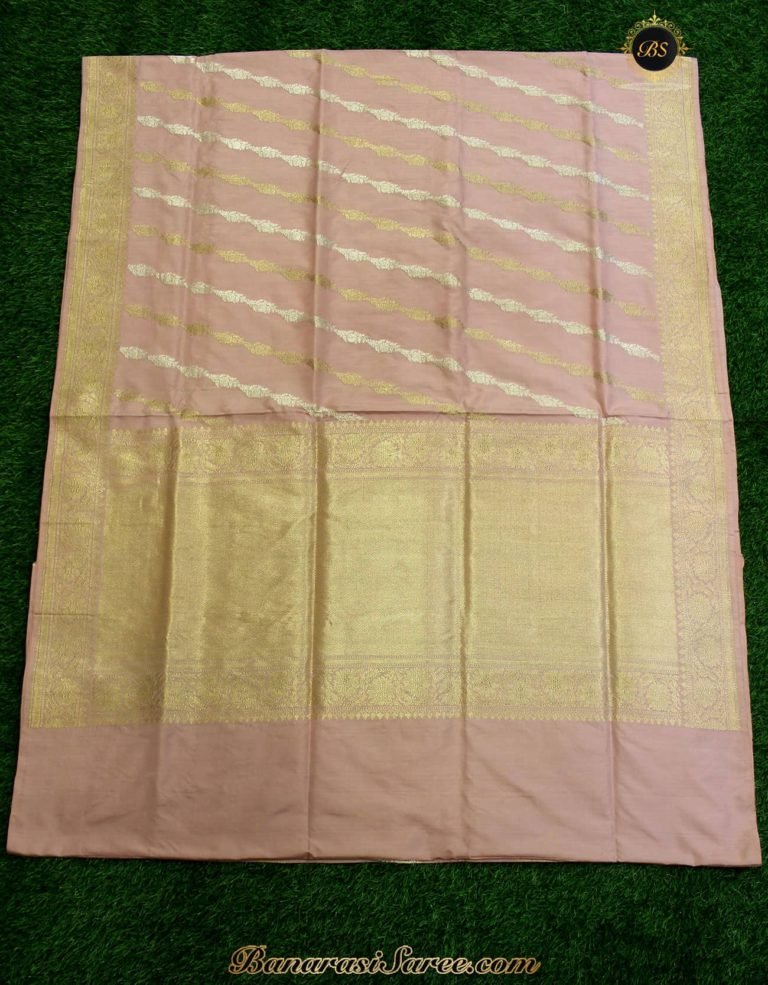 Pure Banarasi Handloom Katan Silk Pastel Pink Color Saree - Image 2