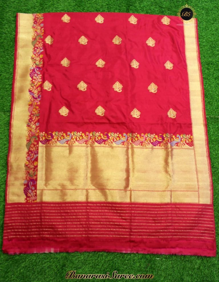 Pure Banarasi Handloom Katan Silk Pink Color Paithani Border Saree - Image 2