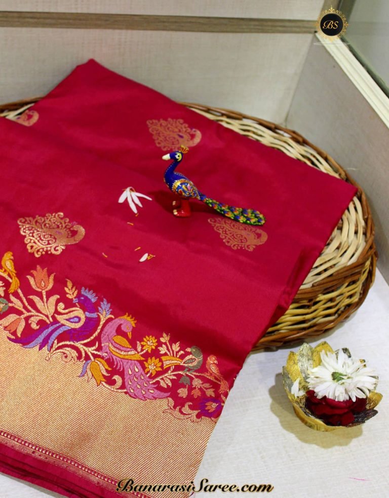 Pure Banarasi Handloom Katan Silk Pink Color Paithani Border Saree