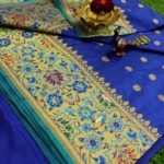 Pure Banarasi Handloom Katan Silk Blue Color Meena Skirt Saree