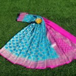 Pure Banarasi Handloom Khaddi Chiffon Blue Color Saree