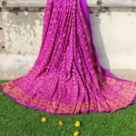 Pure Banarasi Handloom Khaddi Chiffon Purple Color Gharchola Saree