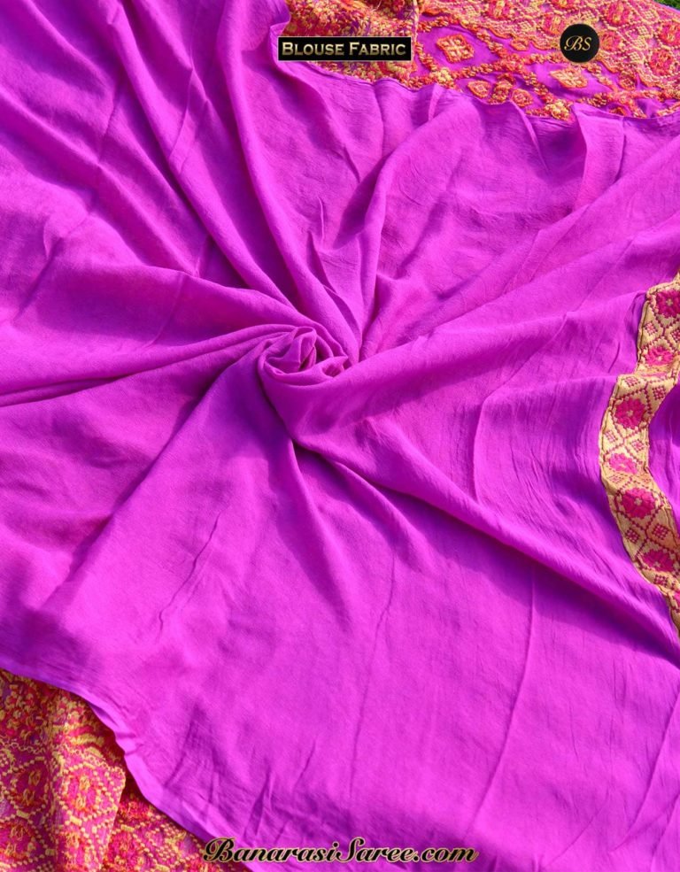 Pure Banarasi Handloom Khaddi Chiffon Purple Color Gharchola Saree - Image 4