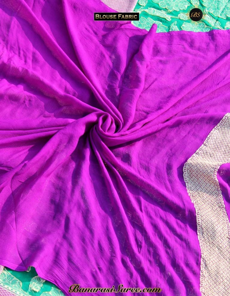 Pure Banarasi Handloom Khaddi Chiffon Forest Green Color Saree - Image 4
