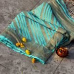 Pure Banarasi Handloom Khaddi Chiffon Teal Blue Color Saree