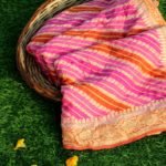 Pure Banarasi Handloom Khaddi Chiffon Pink-Orange Rangkat Saree
