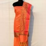 Banarasi Handloom Cotton Silk Peach Color Resham Work Suit