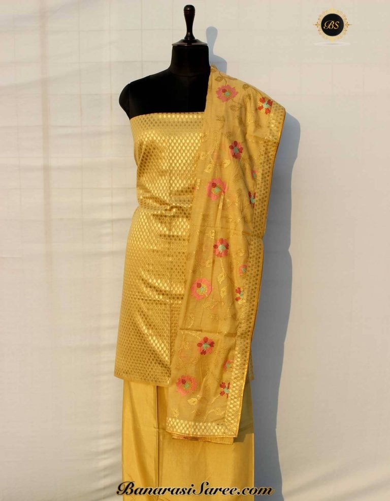 Banarasi Handloom Cotton Silk Tussar Color Zari Suit