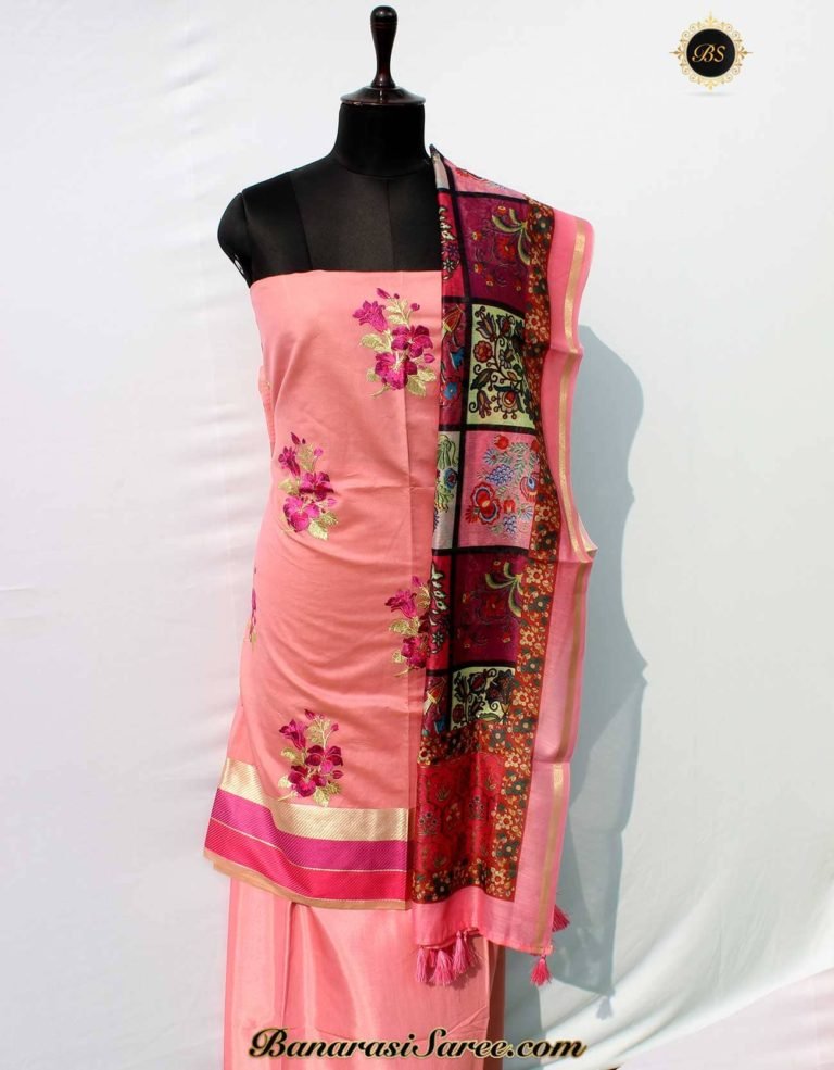 Banarasi Handloom Cotton Silk Pink Color Suit