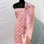 Banarasi Handloom Cotton Silk Baby Pink Color Suit
