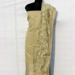 Banarasi Handloom Cotton Silk Grey Color Zari Booty Suit