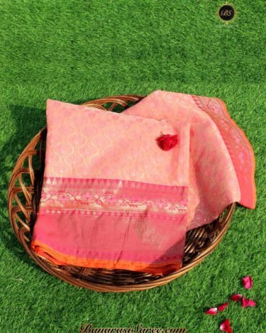 Banarasi Handloom Kora Silk Zari and Thread Work Saree