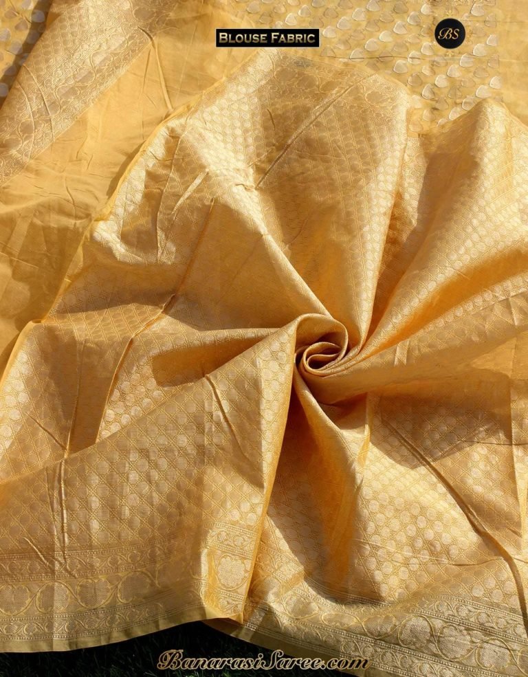 Banarasi Handloom Kora Silk Resham and Golden Zari Booty Saree - Image 4