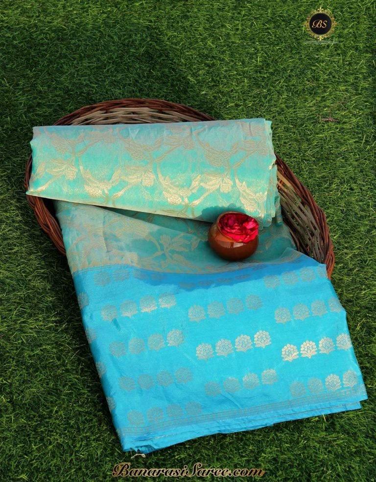 Banarasi Handloom Kora Silk Zari Jaal Saree