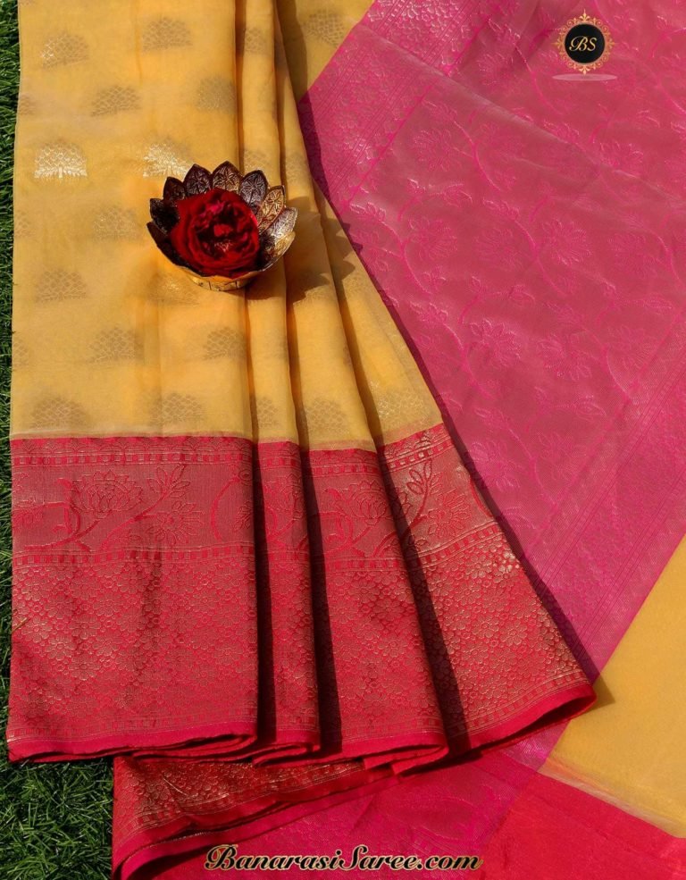 Banarasi Handloom Slate Blue Color Kora Cotton Skirt Border Saree