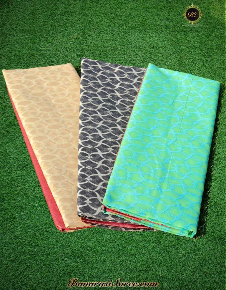 Banarasi Handloom Kora Cotton Thread Jaal Skirt Border Saree - Image 5