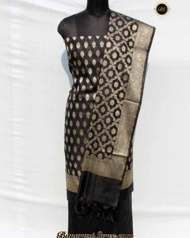 Banarasi Handloom Black Color Zari Booty Suit