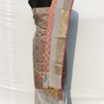 Banarasi Handloom Antique Zari Lattice Grey Color Suit