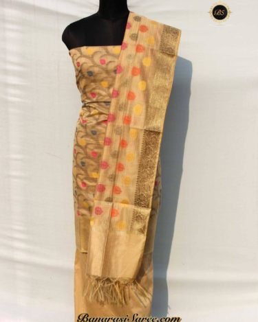 Banarasi Handloom Multicolor Thread & Antique Zari Tussar Color Suit