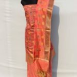 Banarasi Handloom Multicolor Thread & Antique Zari Peach Color Suit