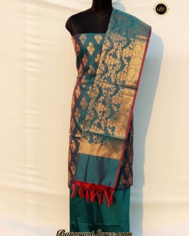 Banarasi Handloom Ocean Blue Color Zari Boota Suit