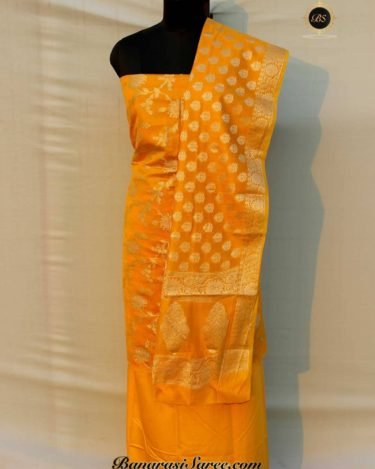 Banarasi Handloom Gold Color Zari Jaal Suit