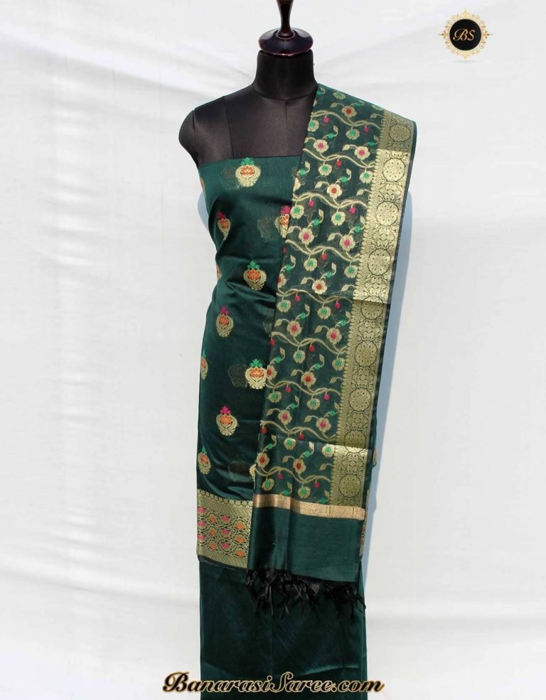 Banarasi Handloom Basil Color Resham and Zari Boota Suit