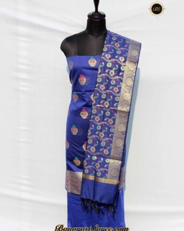 Banarasi Handloom Royal Blue Color Resham and Zari Boota Suit